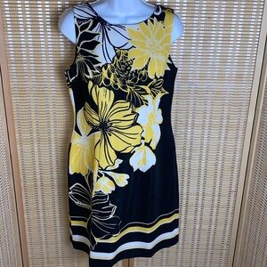 🔶AGB Floral Black & Yellow Sleeveless Casual Dress Size 8